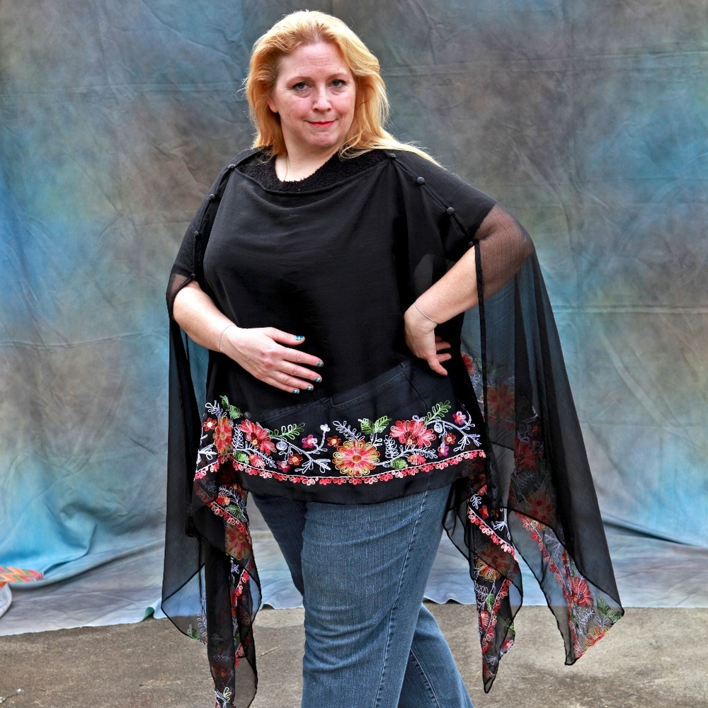 Unique, versatile, embroidered wrap! - Picture 4 of 5